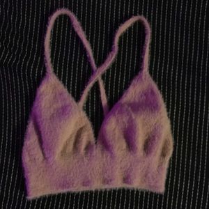Fuzzy pink bralette